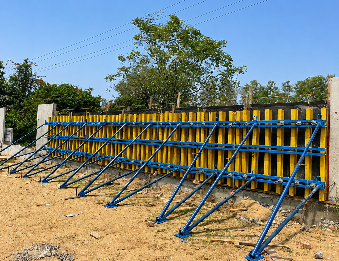 H timber beam formwork at a Gujrat boundary wall project
